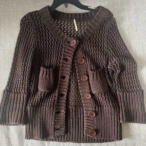 Brown free people wide knit sweater